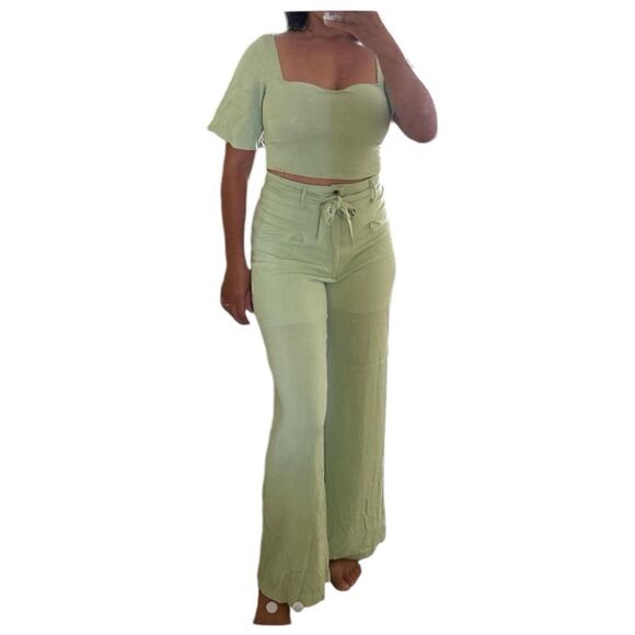 City Blue lime green 2 piece pant set from Brazil | size S - Picture 1 of 8